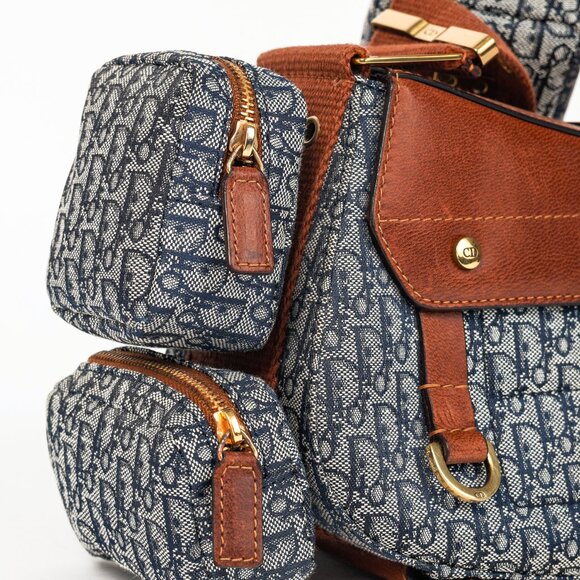 Christian Dior Street Chic Columbus Avenue Blue Logo-Jacquard Shoulder Bag - Picture 9 of 16